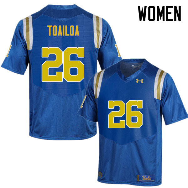 Women #26 Leni Toailoa UCLA Bruins Under Armour College Football Jerseys Sale-Blue